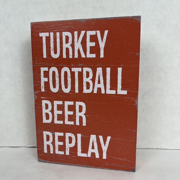 Wooden Box Sign Turkey Football Beer Replay 5x7 inch Decorative Home Art - Picture 6 of 6